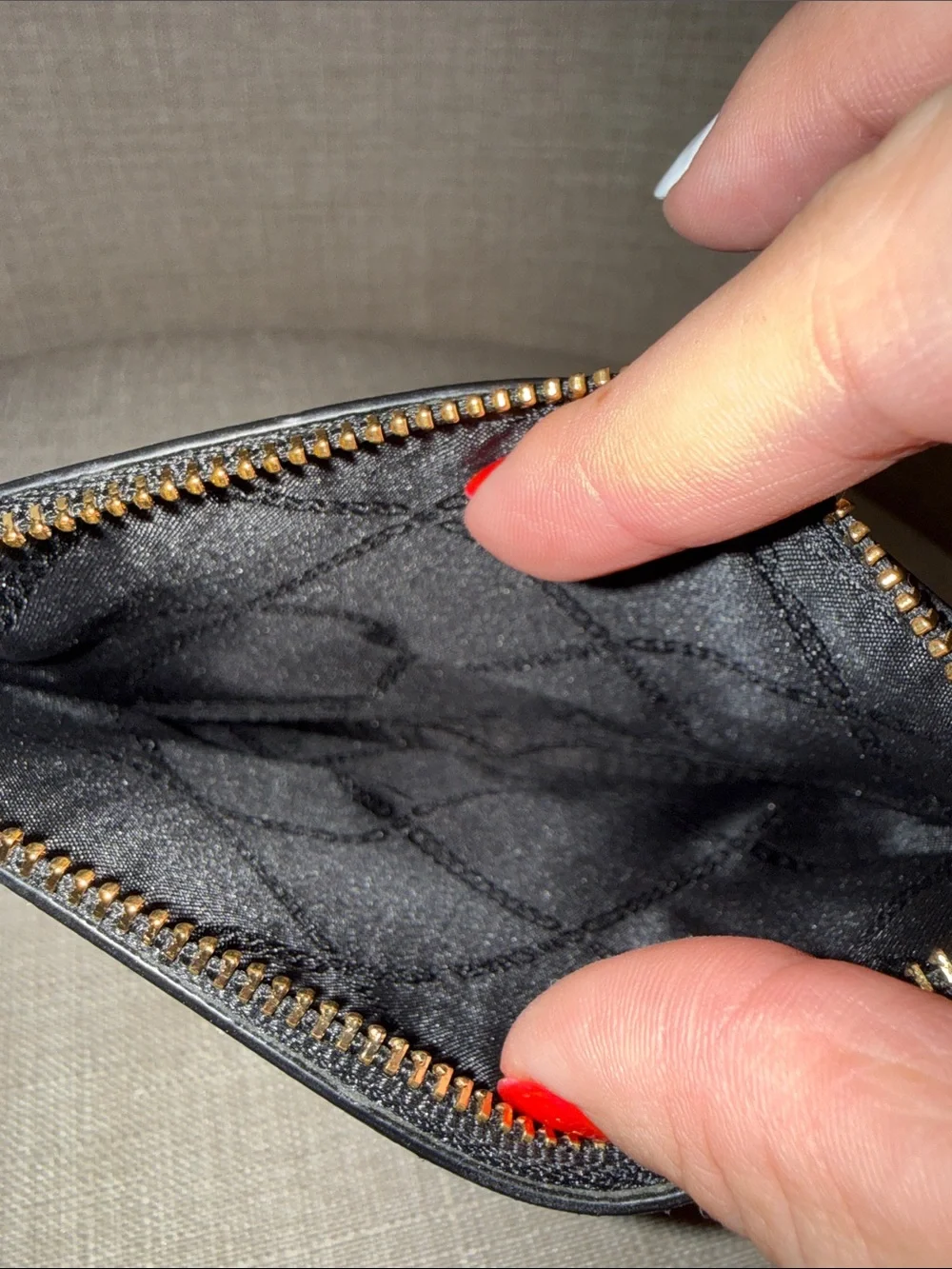 MICHAEL KORS Black Leather Wristlet Clutch with Gold Hardware